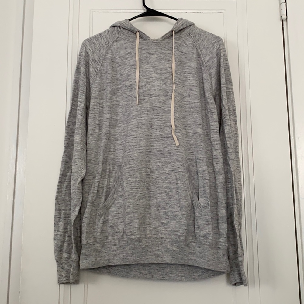 Lightweight Heathered Gray Hooded Sweatshirt
